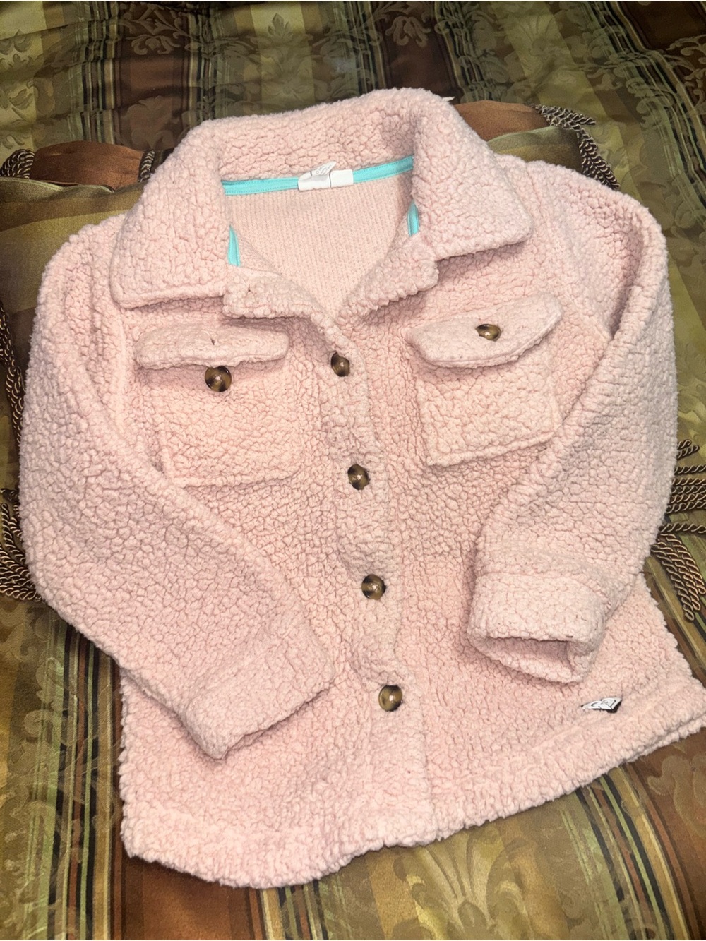 Roxy Kids Plush Sherpa Jacket in Light Pink